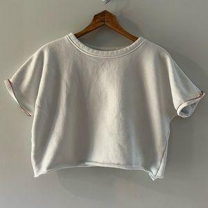 Lime & Vine, cropped sweatshirt, short sleeve,‎ rose gold, raw edge, Small